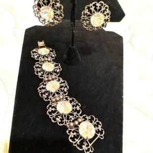 Napier 1940s fifties bracelet and clip earring set
